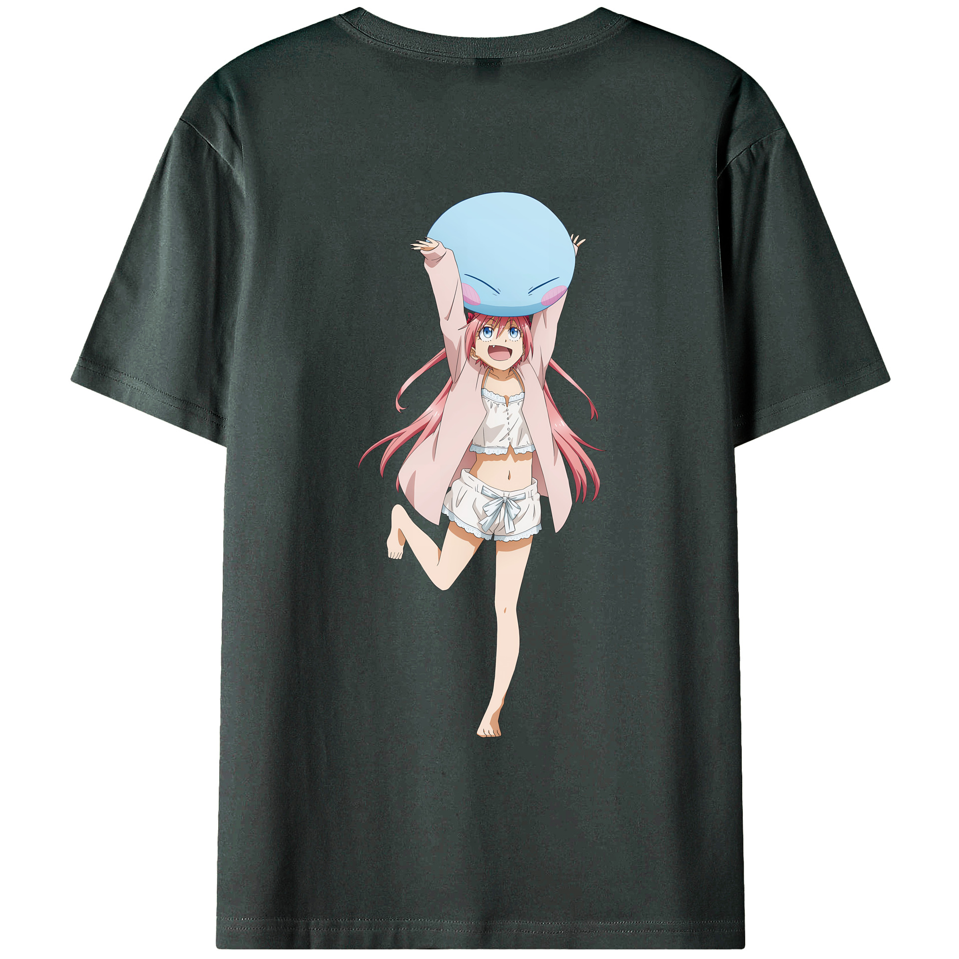 （画像用） 転スラ Regarding Reincarnated to Slime 綿100％ メンズ半袖Tシャツ（バックプリント） 通気性